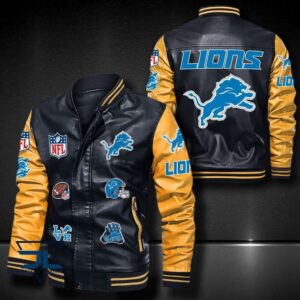 Detroit Lions NFL Style Leather Jacket For Fan