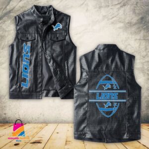 Detroit Lions NFL Style Sleeveless Leather Jacket For Fans