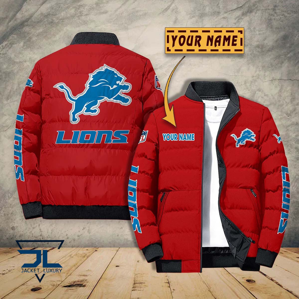 Detroit Lions NFL Style Puffer Jacket For Fans