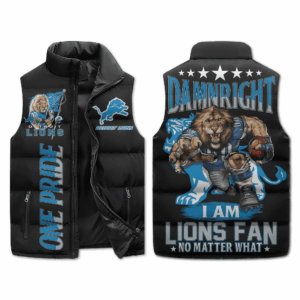 Detroit Lions NFL Style Sleeveless Puffer Jacket For Fans