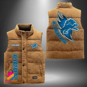 Detroit Lions NFL Style Sleeveless Puffer Jacket For Fans