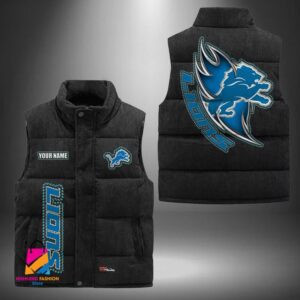Detroit Lions NFL Style Sleeveless Puffer Jacket For Fans