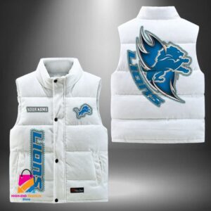 Detroit Lions NFL Style Sleeveless Puffer Jacket For Fans