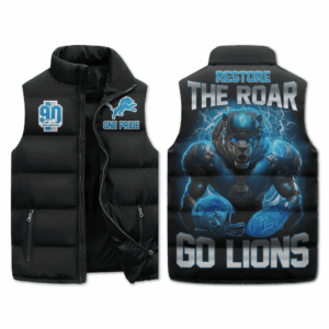 Detroit Lions NFL Style Sleeveless Puffer Jacket For Fans