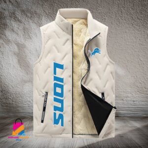 Detroit Lions NFL Style Sleeveless Puffer Jacket For Fans