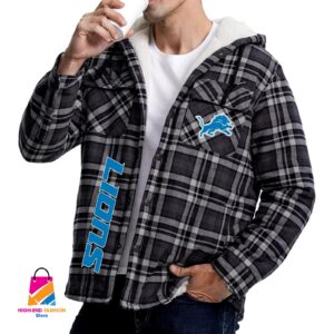 Detroit Lions NFL Style Zip Fleece Flannel Jacket For Fans