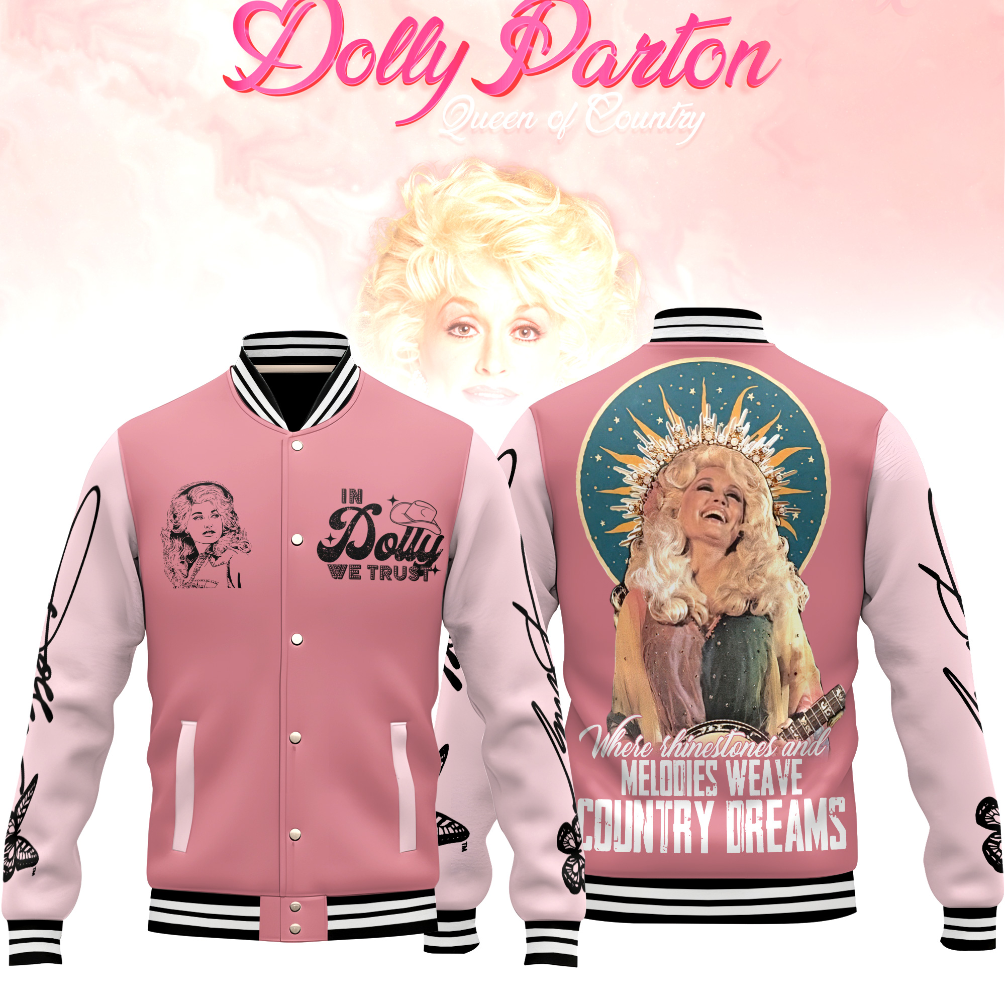 Dolly Parton Music Style Baseball Jacket