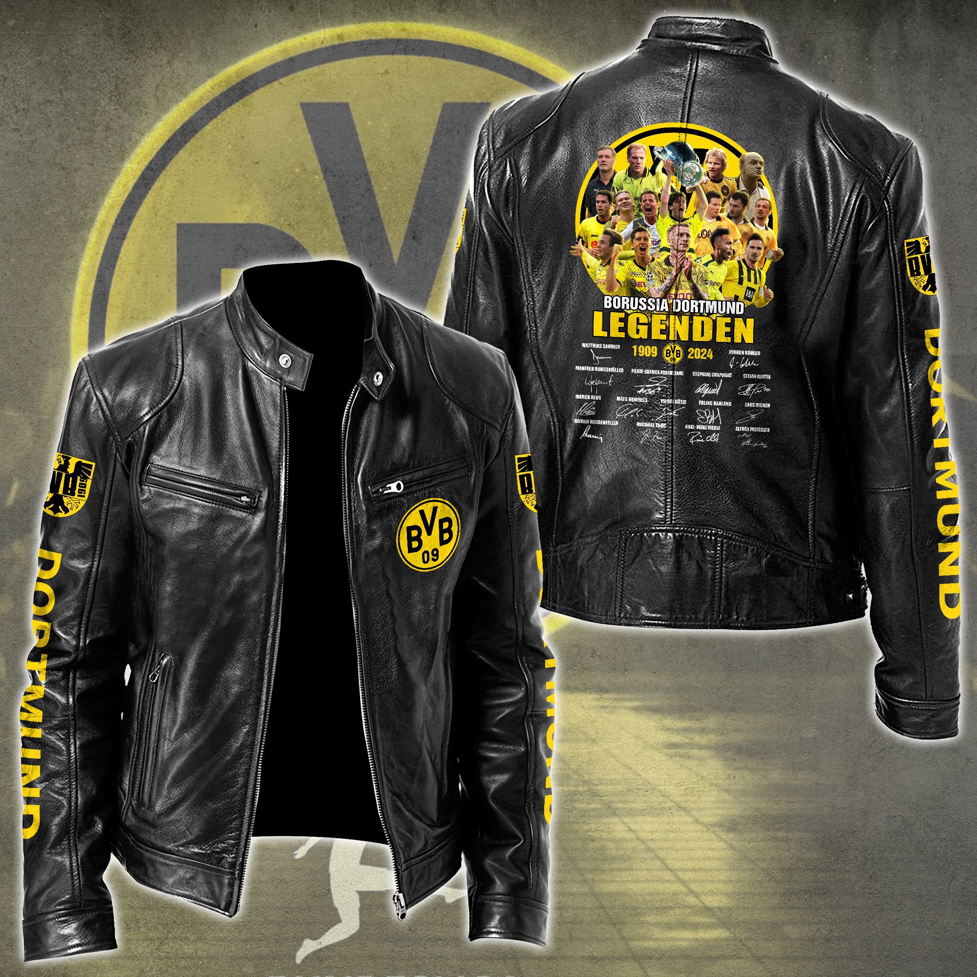 Dortmund FC Bundesliga Style Leather Jacket For Fans