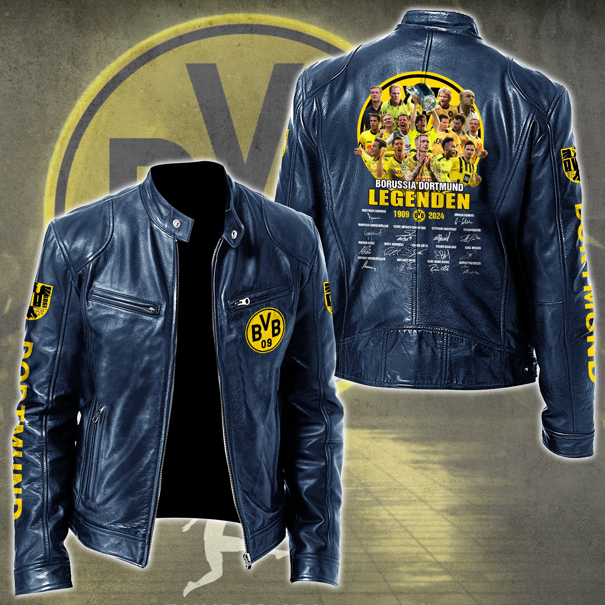 Dortmund FC Bundesliga Style Leather Jacket For Fans