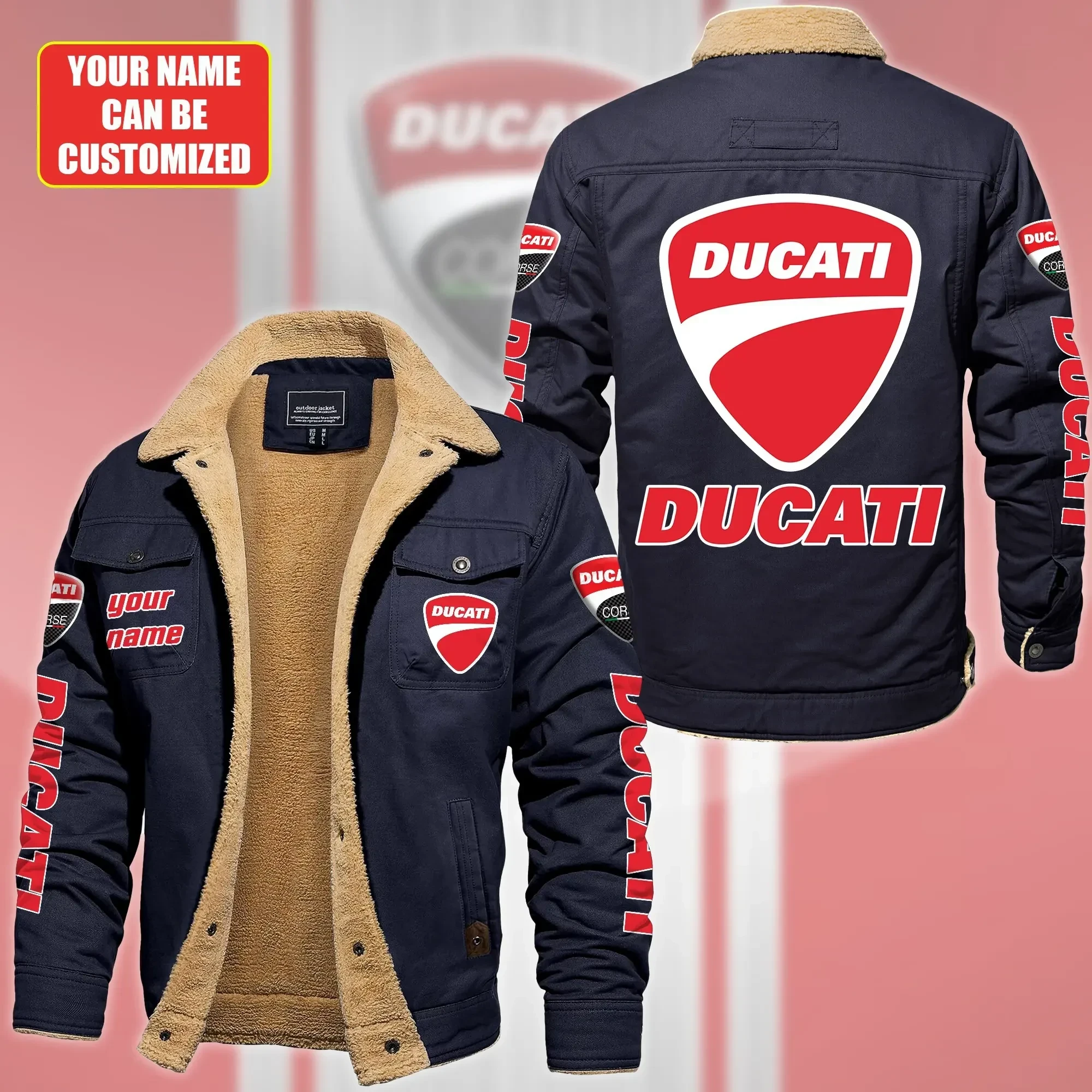 Ducati Car Style Fleece Thermal Cotton Jacket For Fans