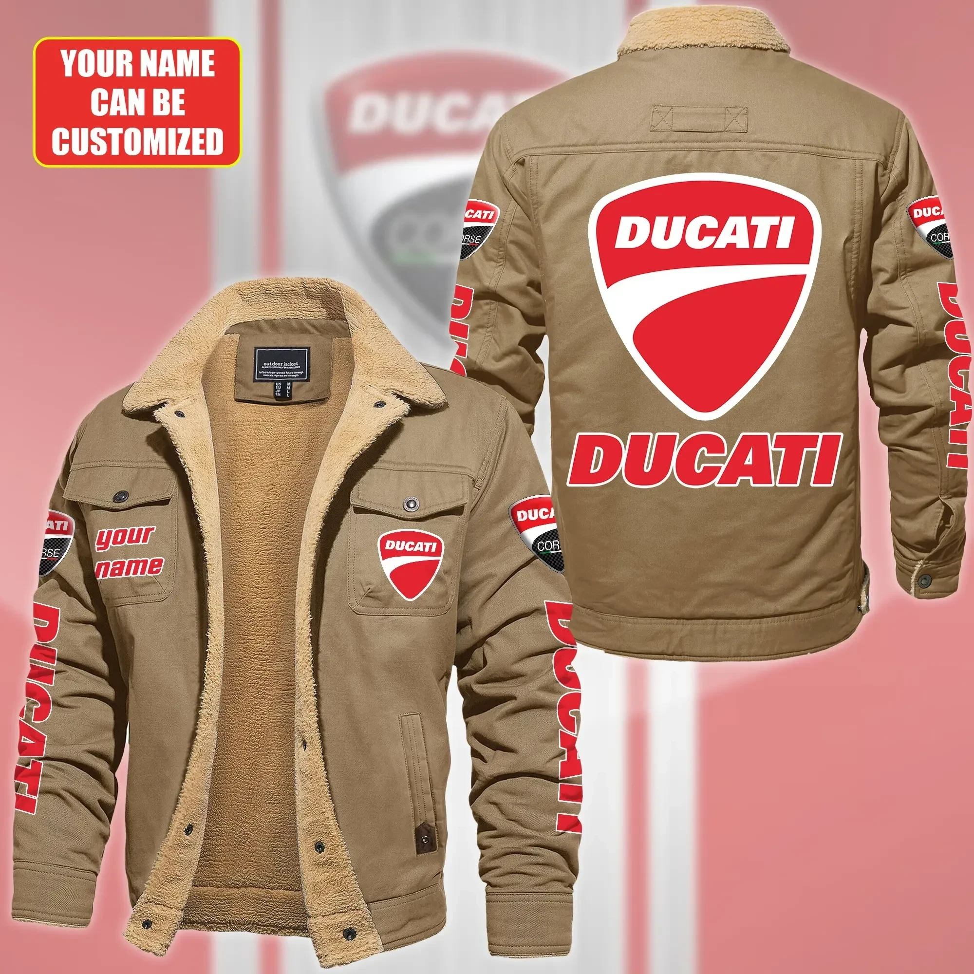 Ducati Car Style Fleece Thermal Cotton Jacket For Fans