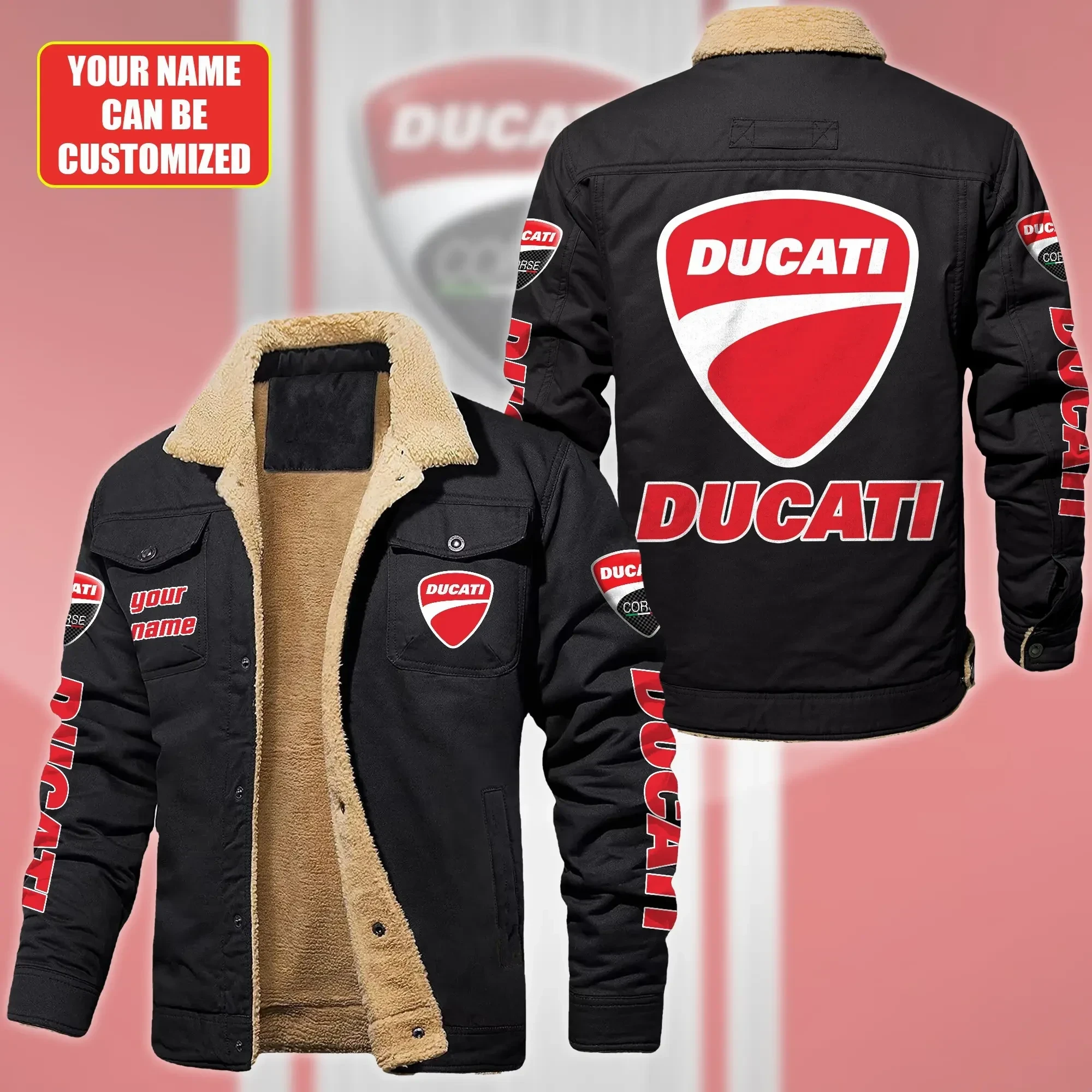 Ducati Car Style Fleece Thermal Cotton Jacket For Fans