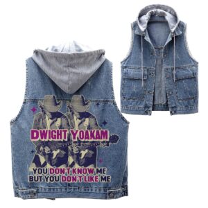 Dwight Yoakam Music Style Hooded Sleeveless Denim Jacket For Fans