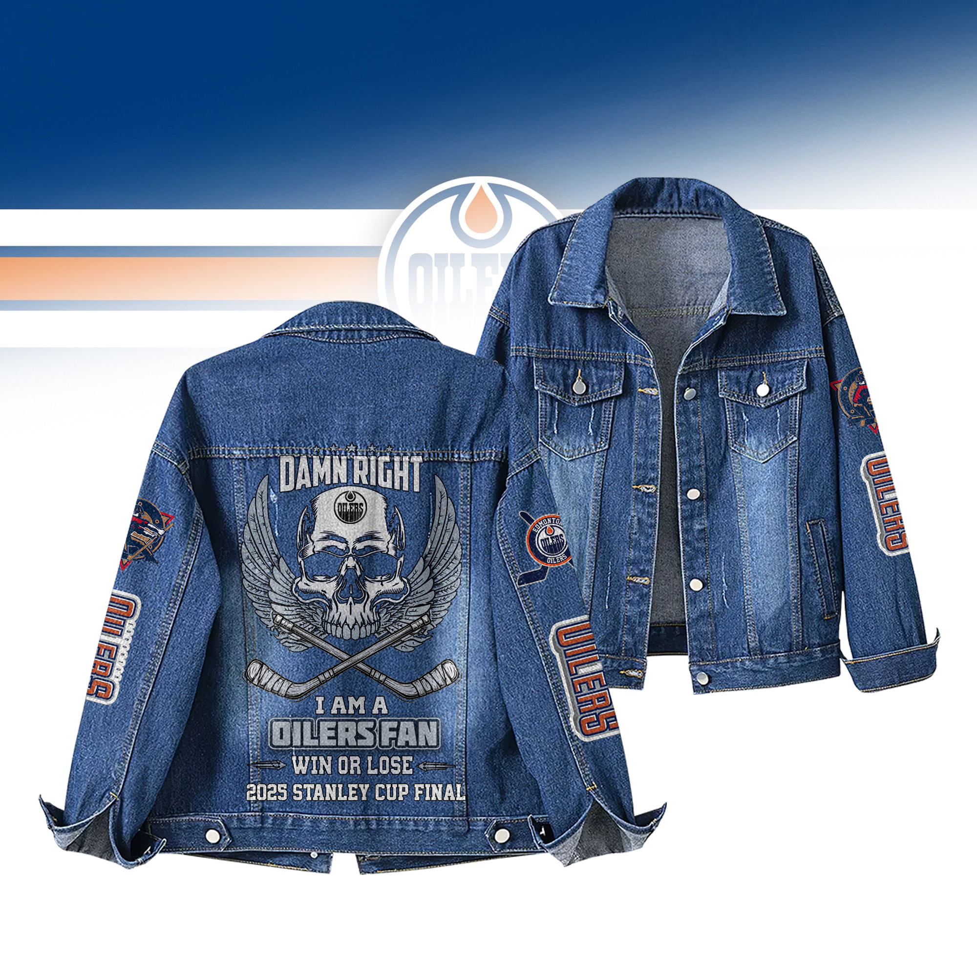 Edmonton Oilers NHL Denim Jacket Gift For Fans