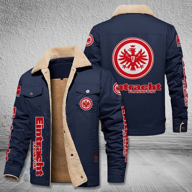 Eintracht Frankfurt Bundesliga Style Fleece Thermal Cotton Jacket For Fans