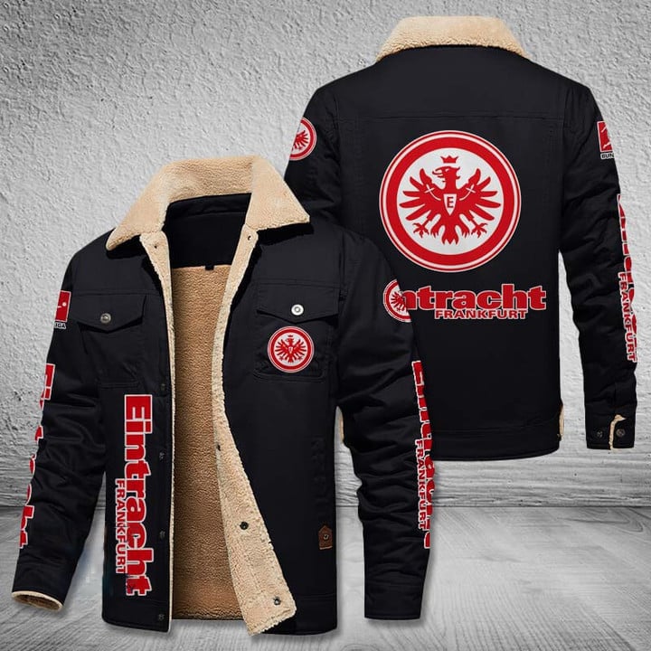 Eintracht Frankfurt Bundesliga Style Fleece Thermal Cotton Jacket For Fans
