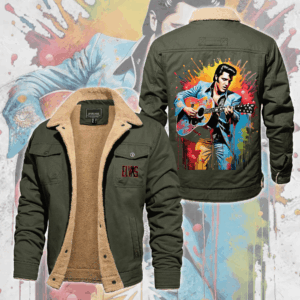 Elvis Presley Music Style Fleece Thermal Cotton Jacket For Fans