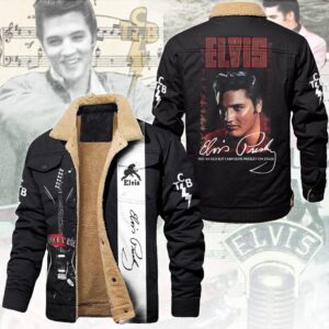 Elvis Presley Music Style Fleece Thermal Cotton Jacket For Fans