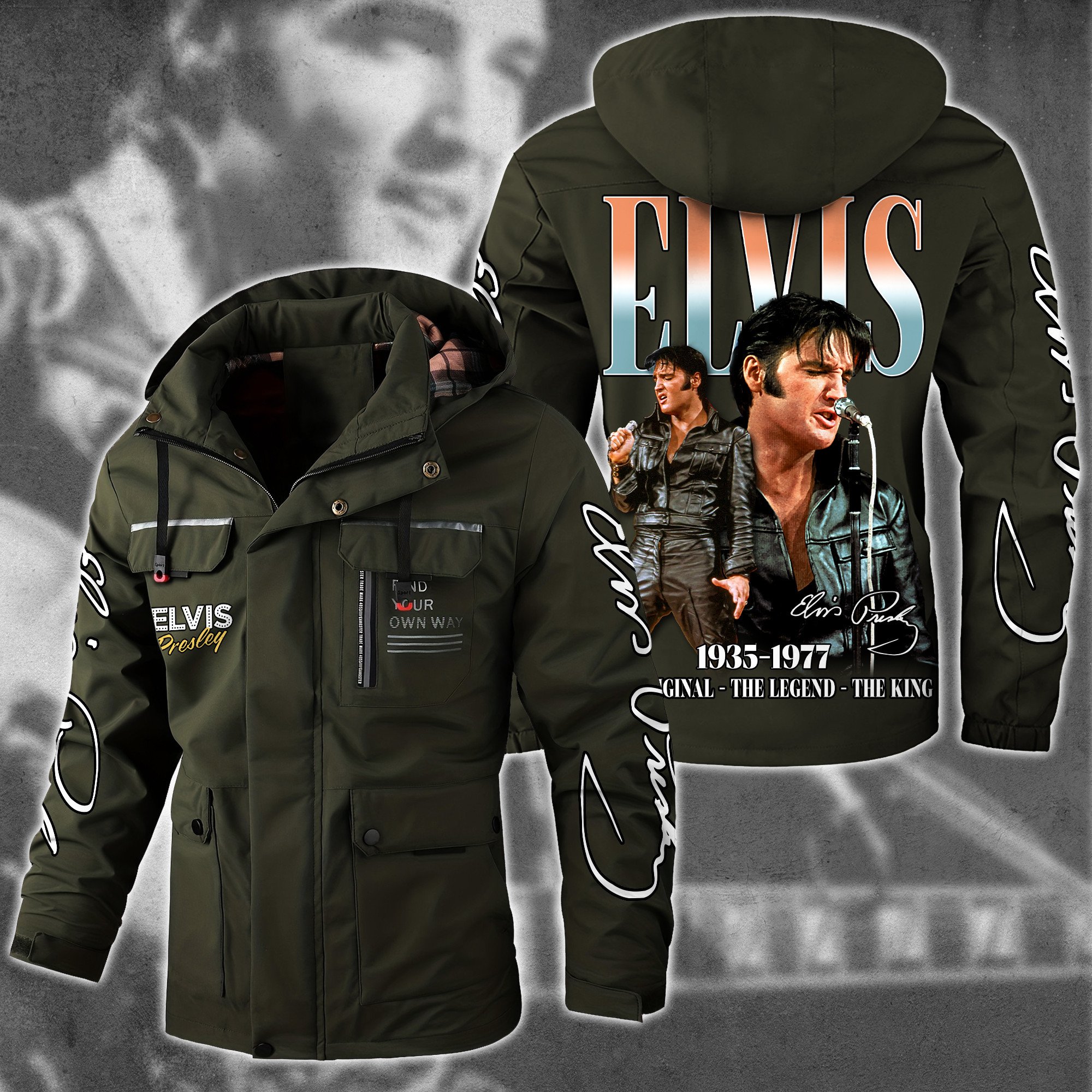 Elvis Presley Music Style Parka Jacket For Fans