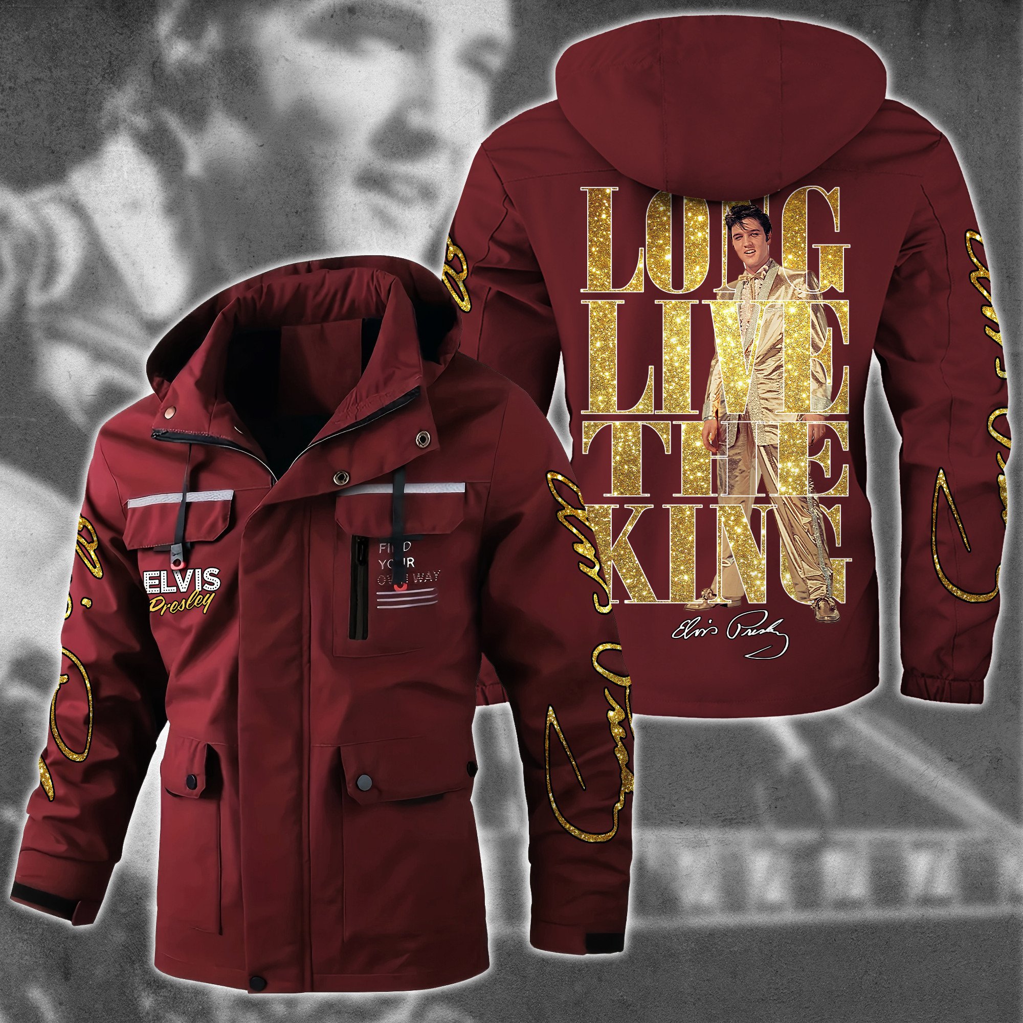 Elvis Presley Music Style Parka Jacket For Fans