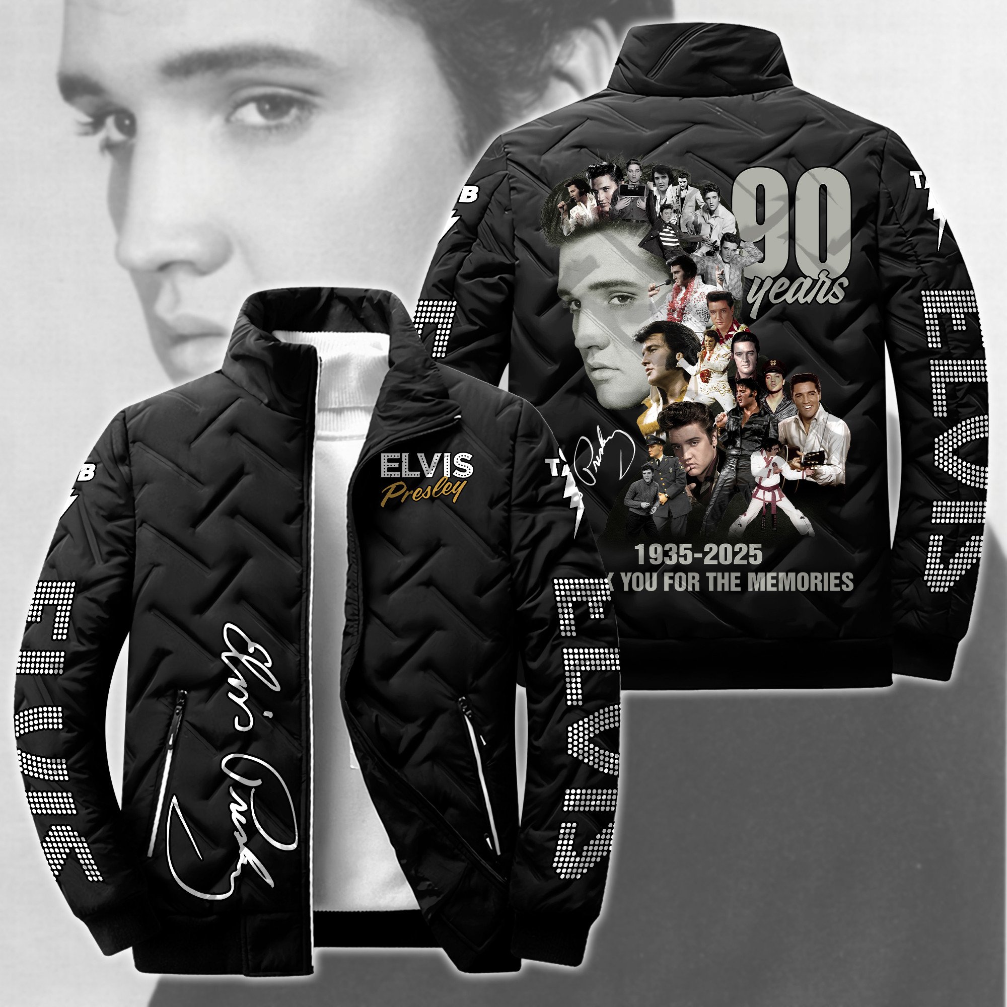 Elvis Presley Music Style Puffer Jacket For Fans