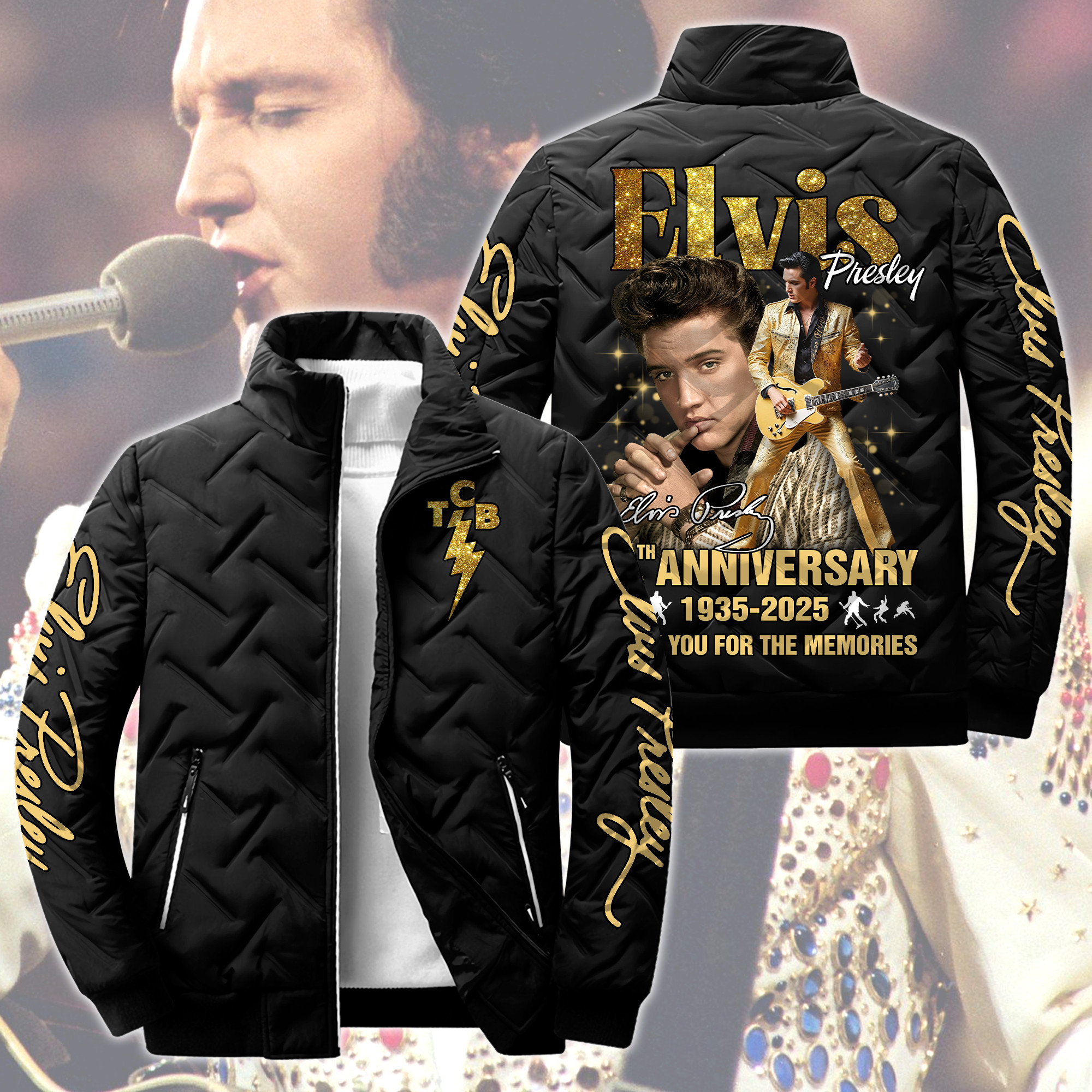 Elvis Presley Music Style Puffer Jacket For Fans
