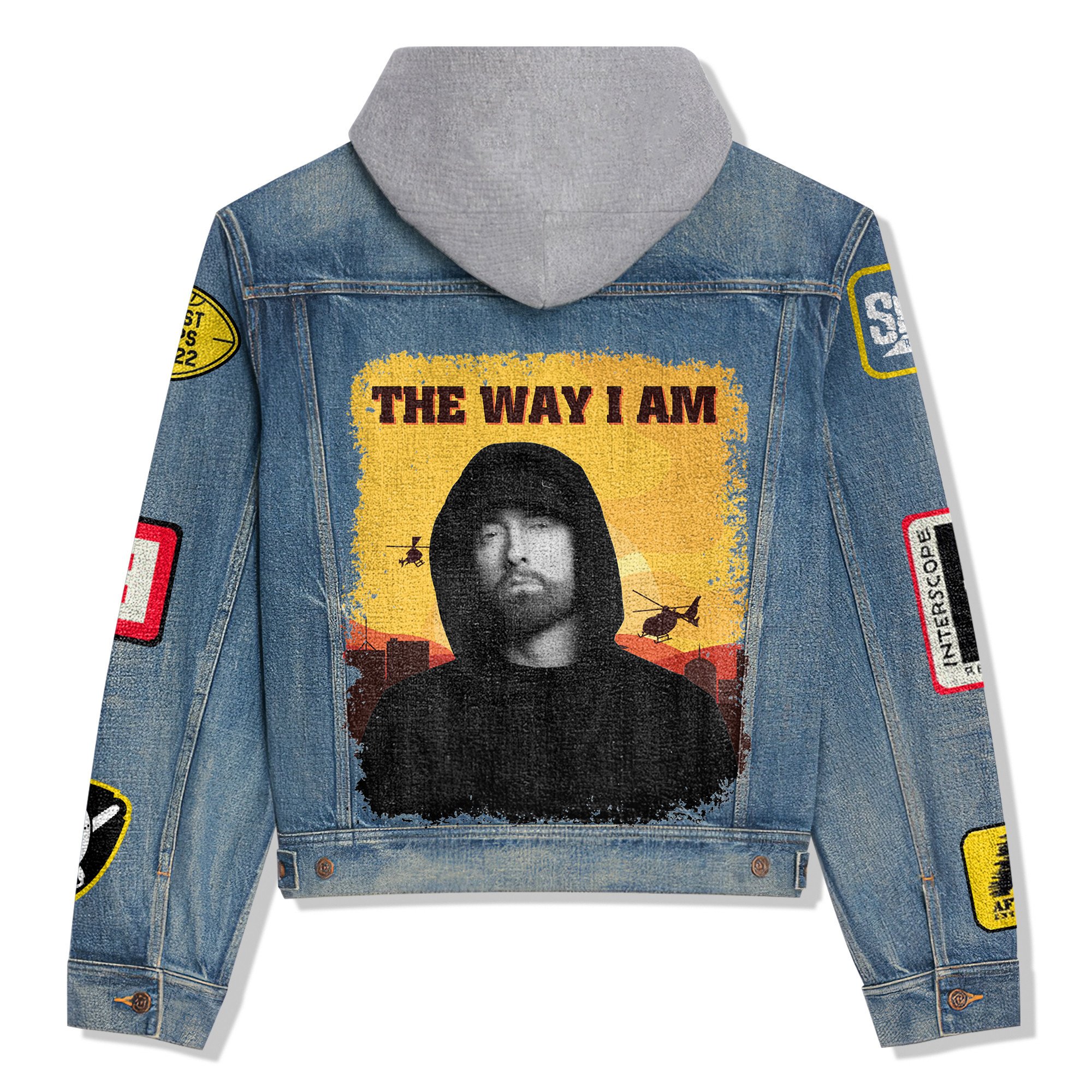 Eminem Music Style Hooded Denim Jacket For Fans