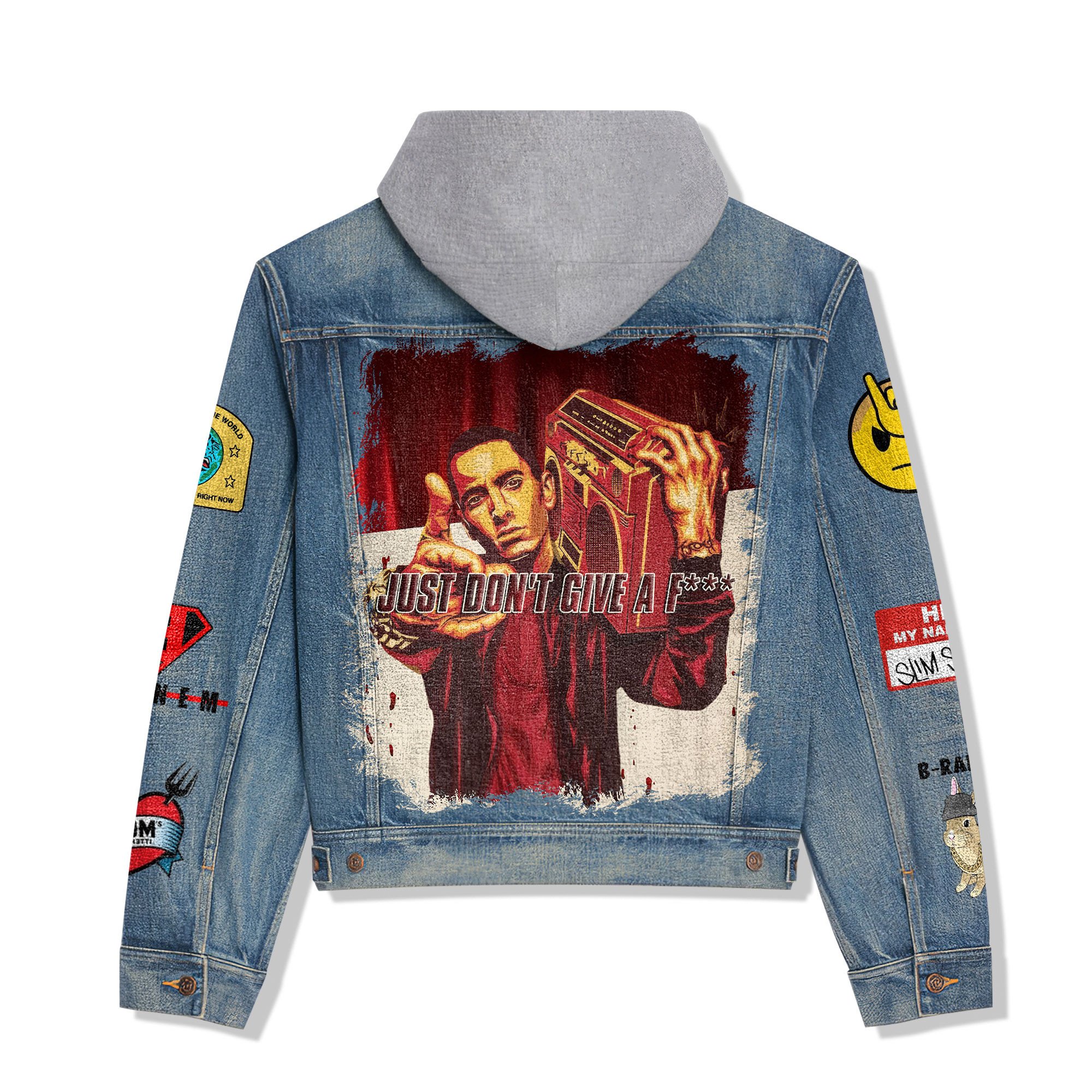Eminem Music Style Hooded Denim Jacket For Fans