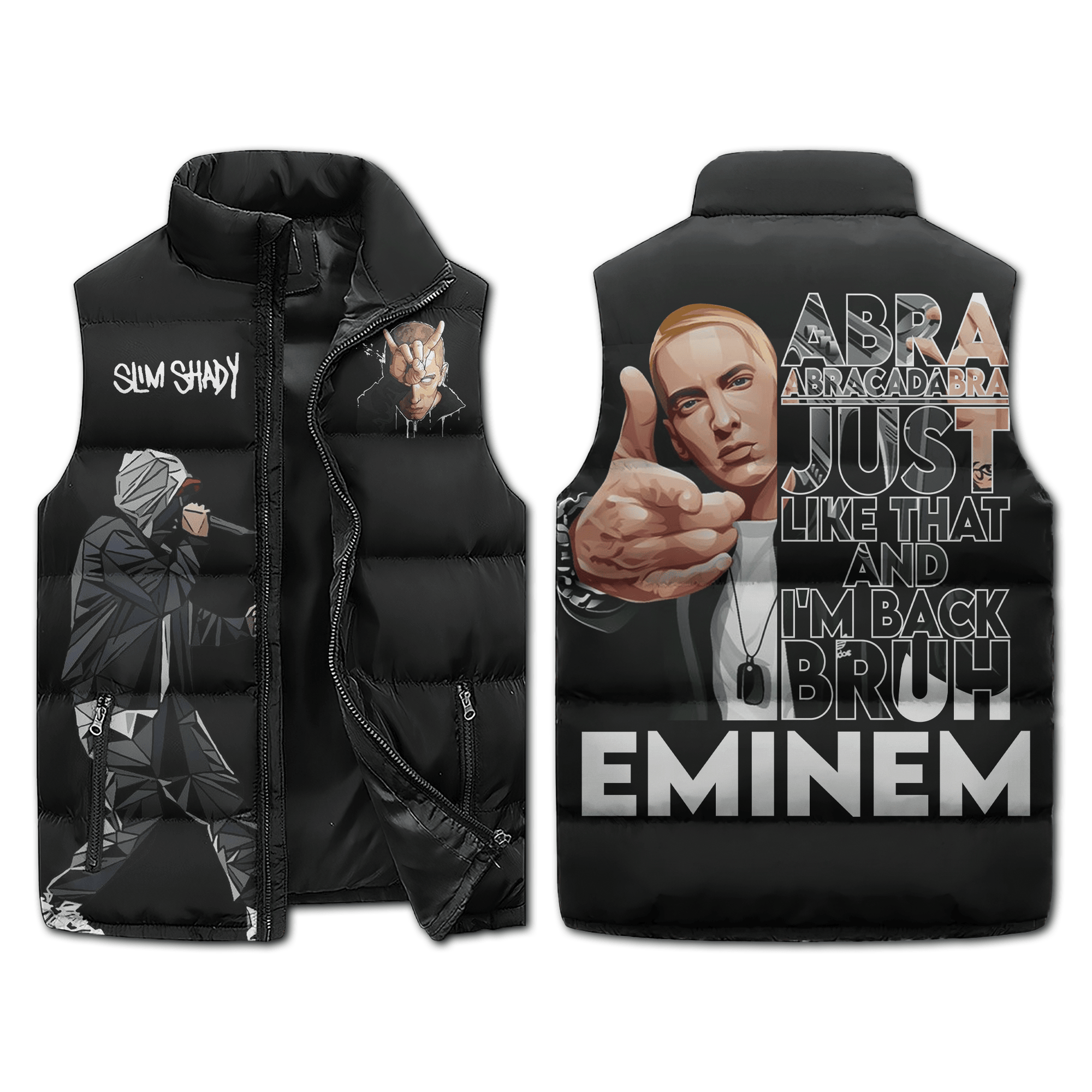 Eminem Music Style Sleeveless Puffer Jacket For Fans
