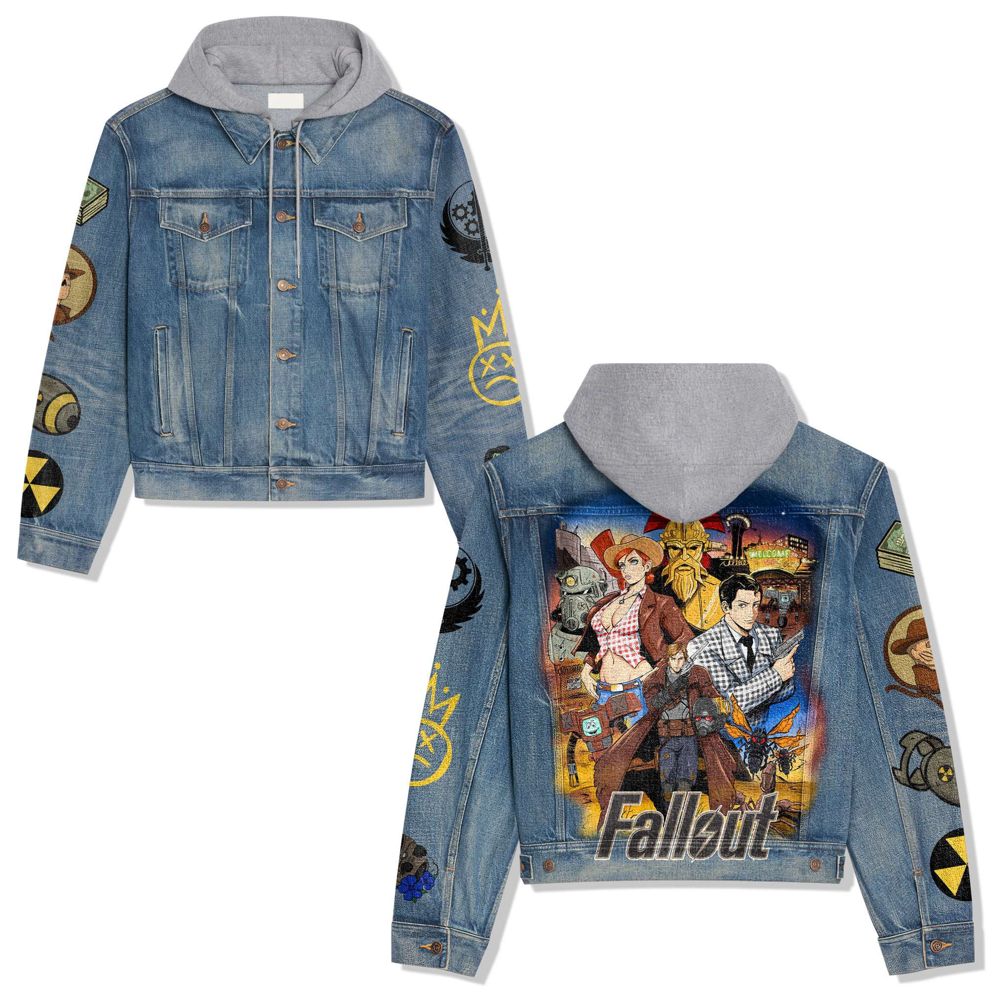 Fallout Games Style Hooded Denim Jacket For Fans