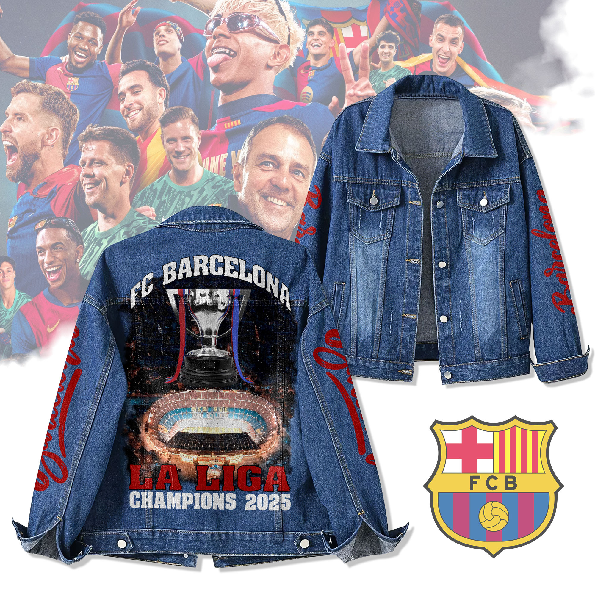 FC Barcelona La Liga Denim Jacket Gift For Fans