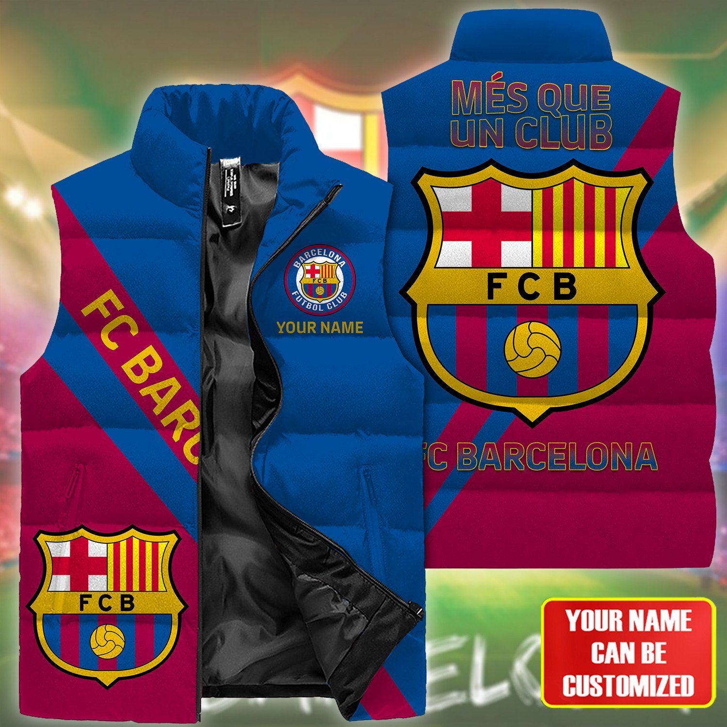 FC Barcelona La Liga Personalized Style Sleeveless Puffer Jacket For Fans