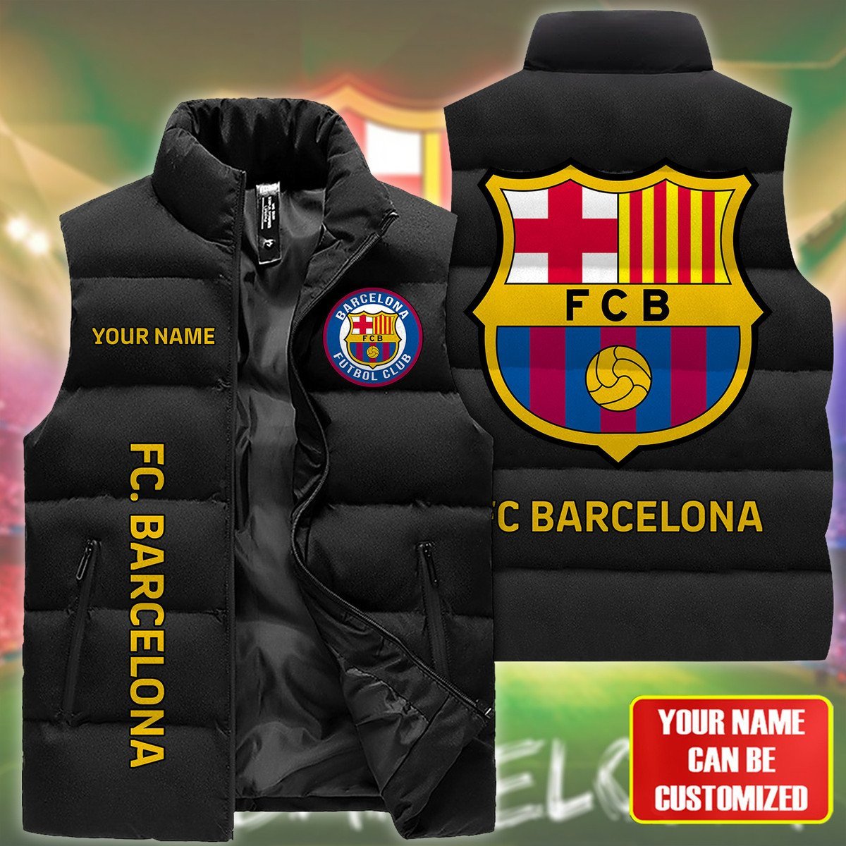 FC Barcelona La Liga Personalized Style Sleeveless Puffer Jacket For Fans