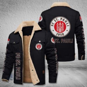 FC St. Pauli II Bundesliga Style Fleece Thermal Cotton Jacket For Fans