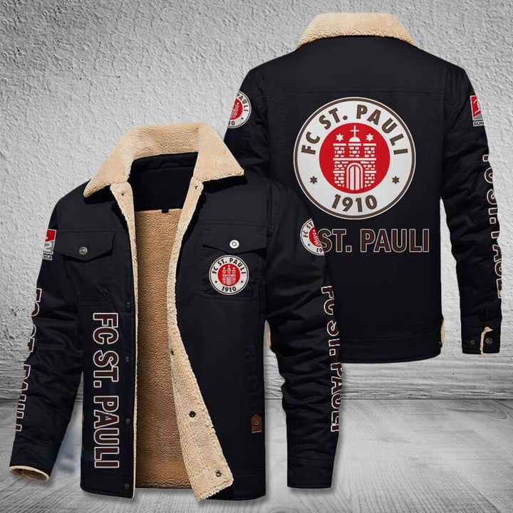 FC St. Pauli II Bundesliga Style Fleece Thermal Cotton Jacket For Fans