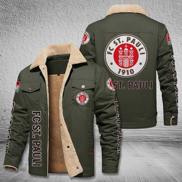 FC St. Pauli II Bundesliga Style Fleece Thermal Cotton Jacket For Fans