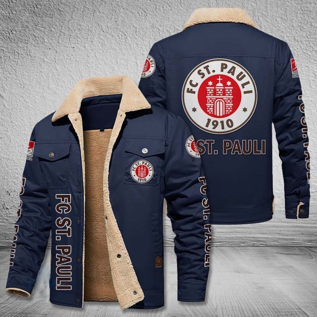 FC St. Pauli II Bundesliga Style Fleece Thermal Cotton Jacket For Fans