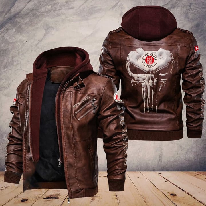FC St. Pauli II Bundesliga Style Leather Jacket For Fans