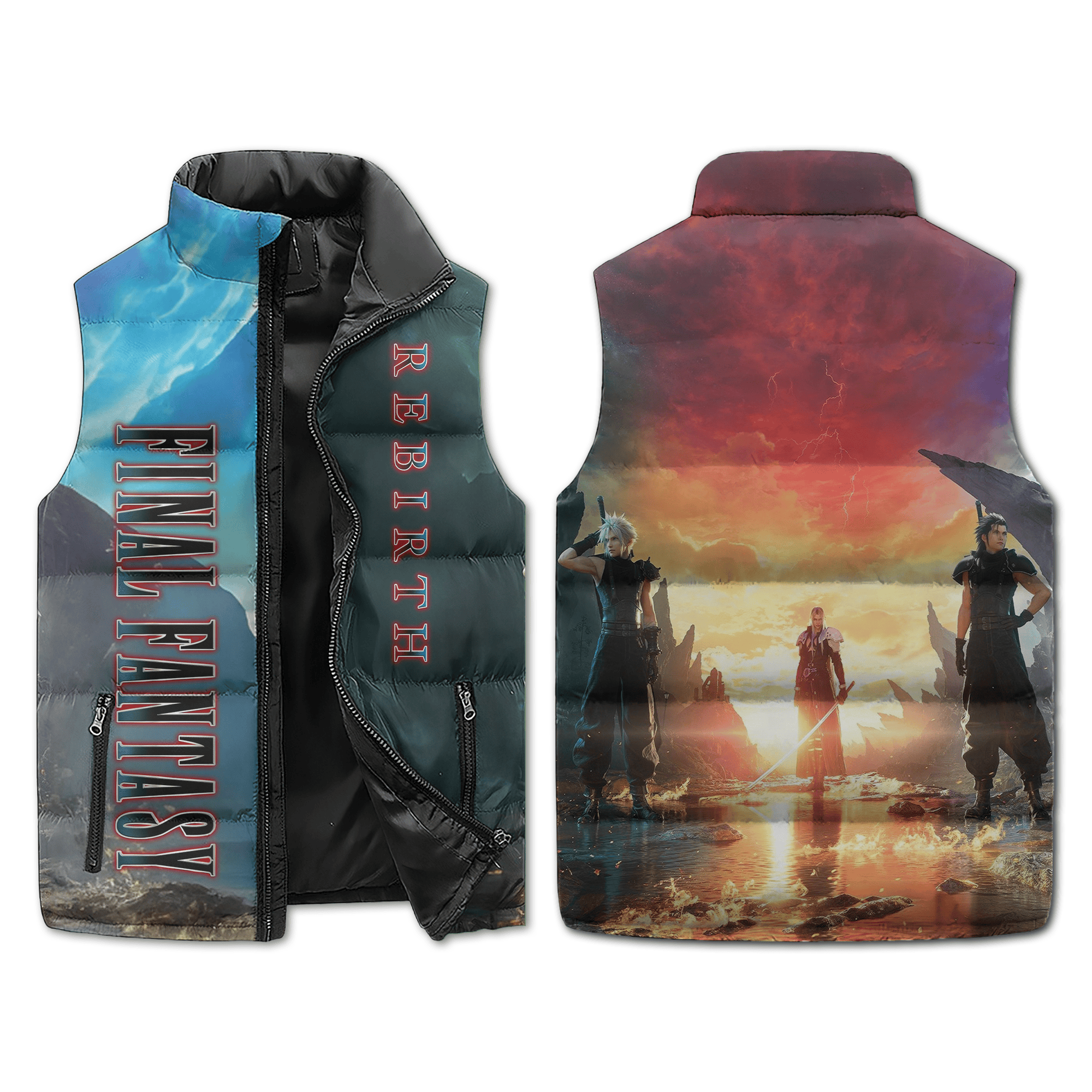 Final Fantasy VII Rebirth Games Style Sleeveless Puffer Jacket For Fans