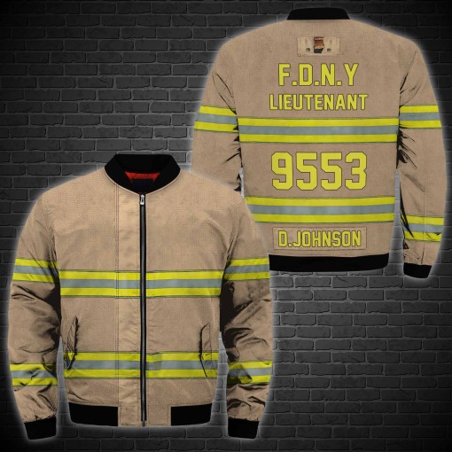 Firefighter Beige Custom Style Bomber Jacket For Fans