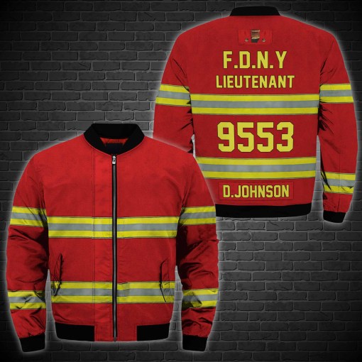 Firefighter Red Custom Style Bomber Jacket For Fans