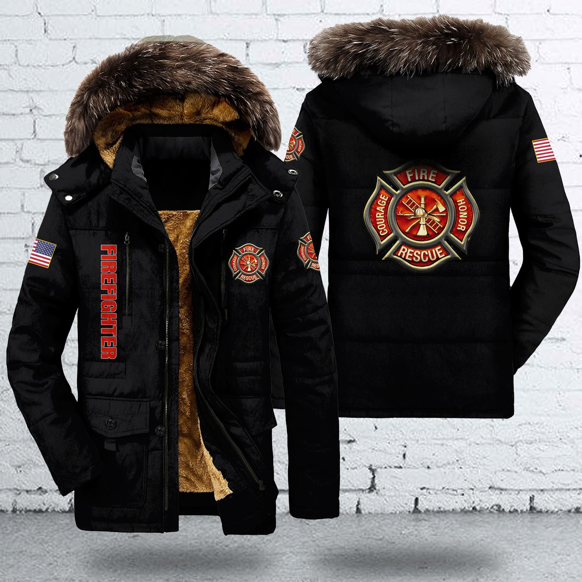Firefighter Style Parka Jacket For Fans