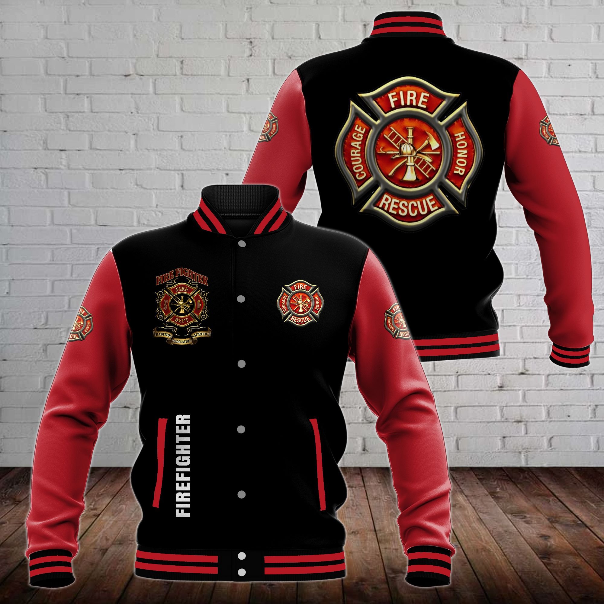 Firefighter Style Baseball Jacket For Fans