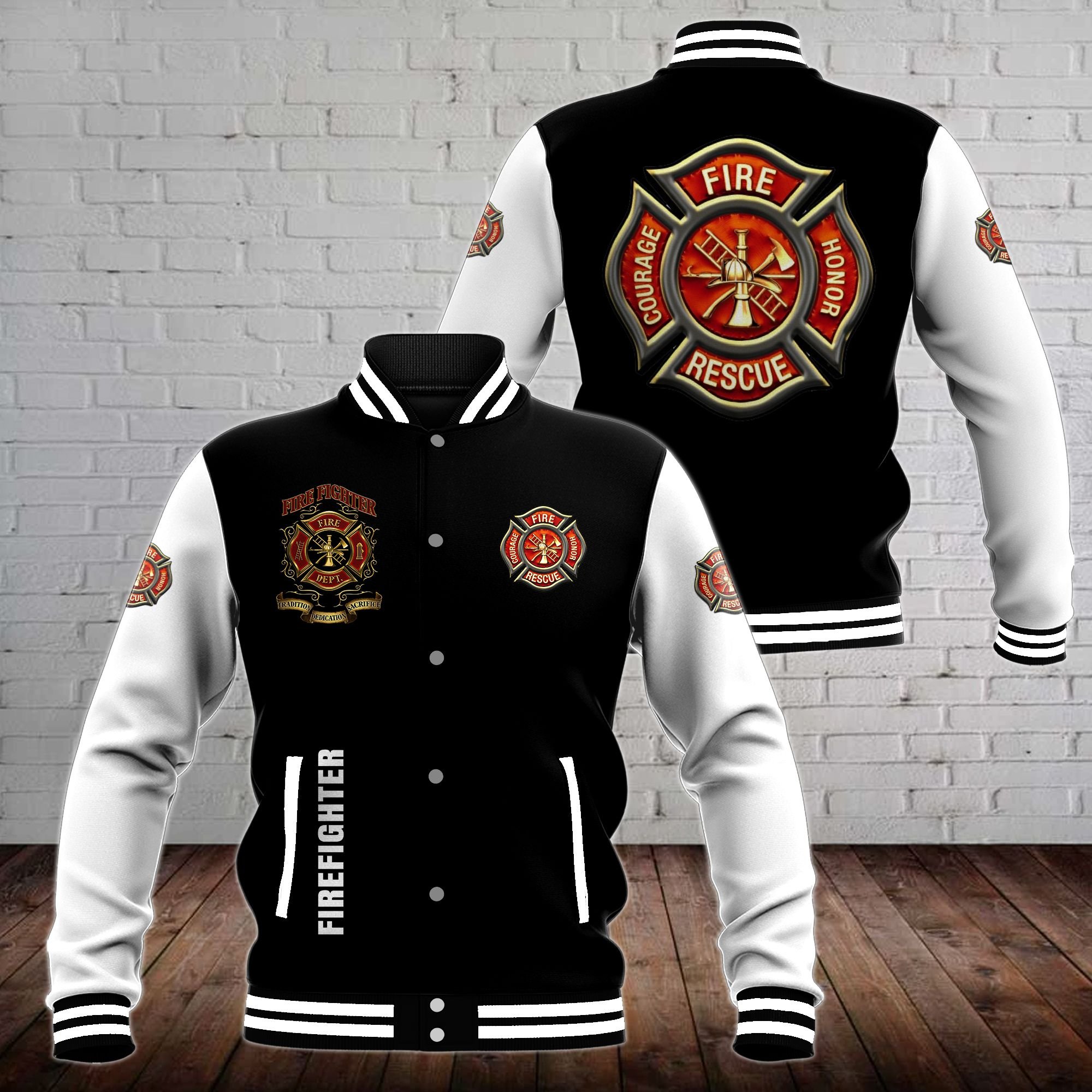Firefighter Style Baseball Jacket For Fans