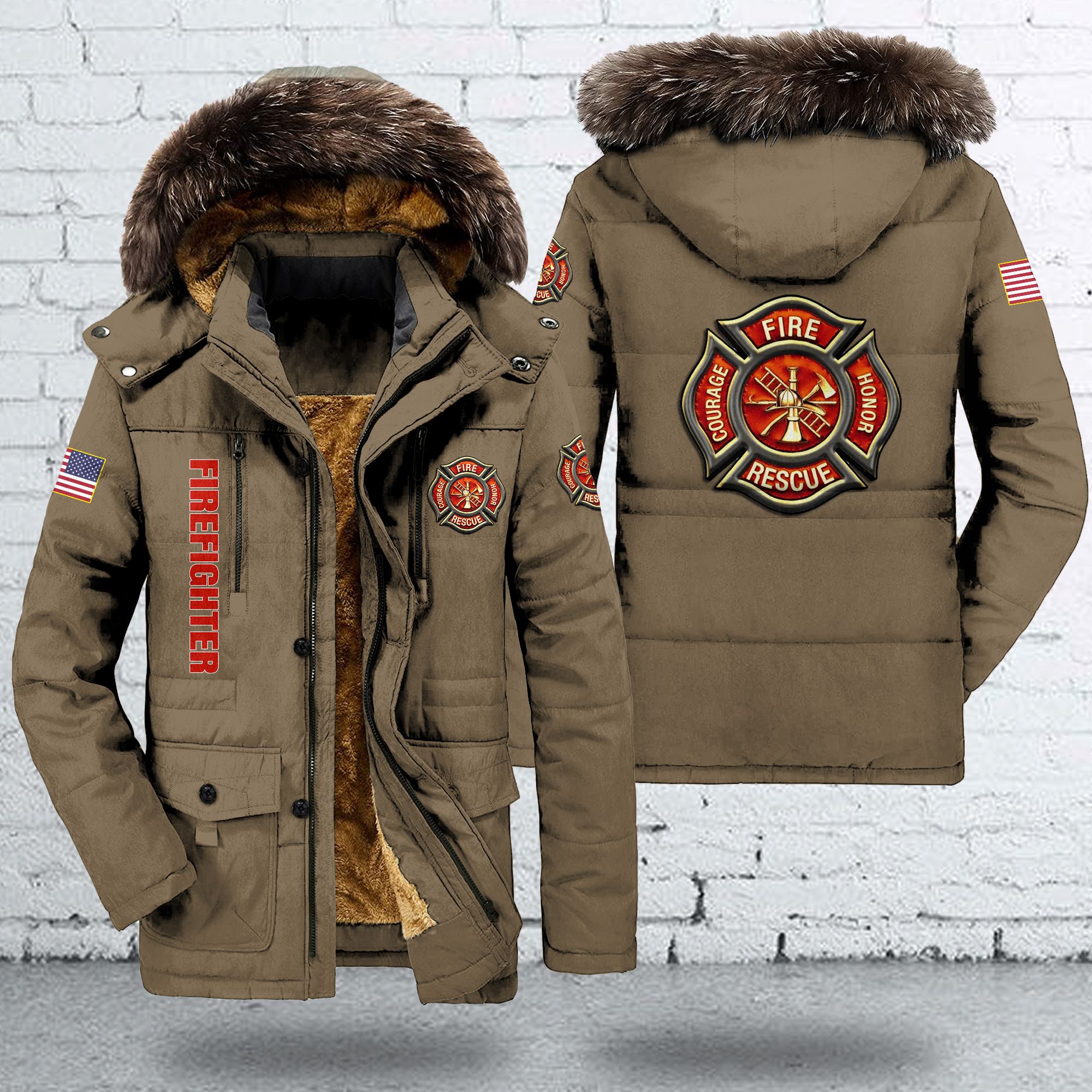 Firefighter Style Parka Jacket For Fans