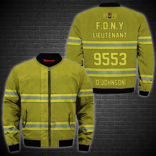 Firefighter Yellow Custom Style Bomber Jacket For Fans