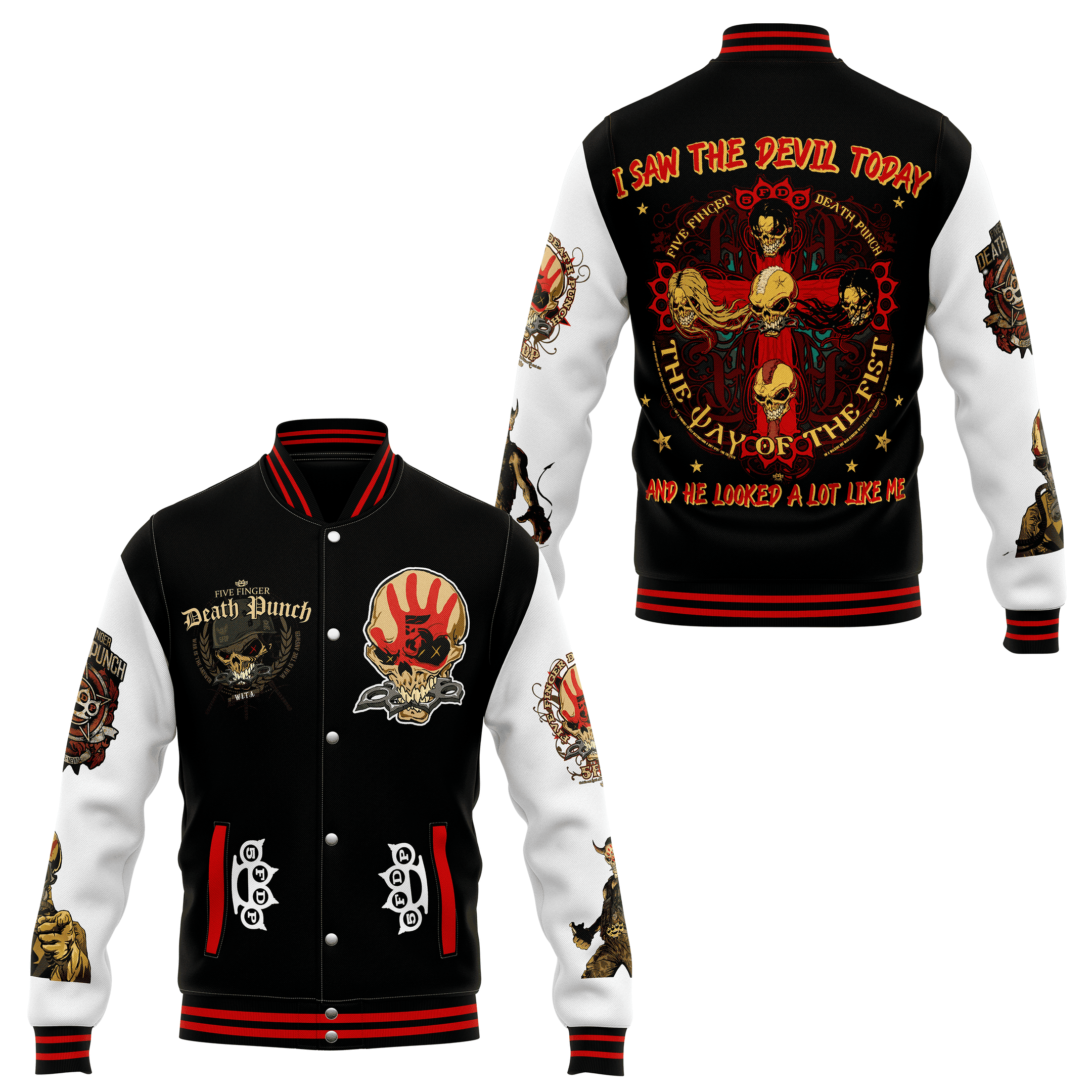 Five Finger Death Punch Music Style Baseball Jacket For Fans