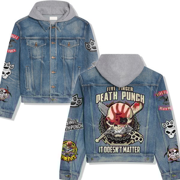 Five Finger Death Punch Music Style Hooded Denim Jacket For Fans