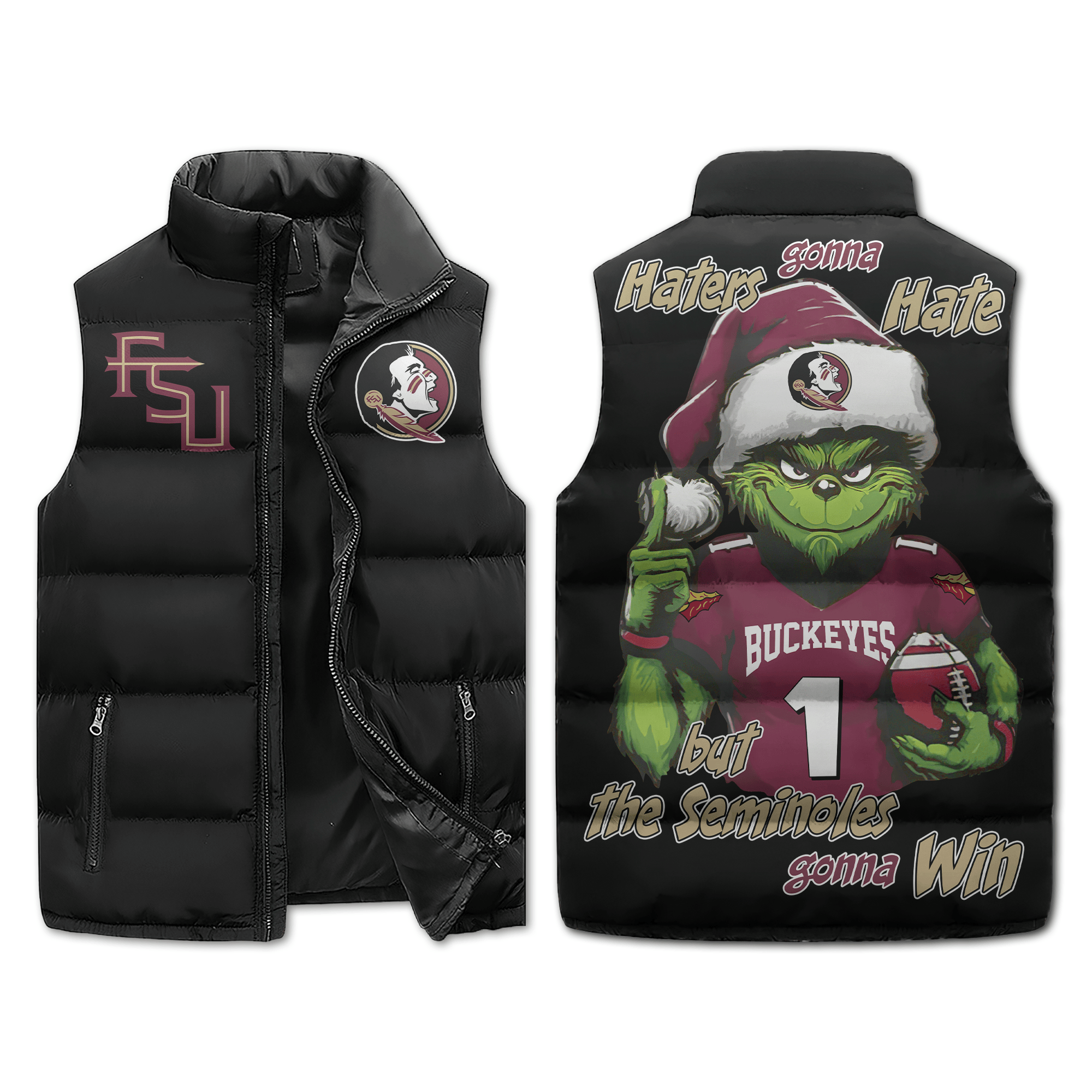 Florida State Seminoles NCAA Style Sleeveless Puffer Jacket For Fans