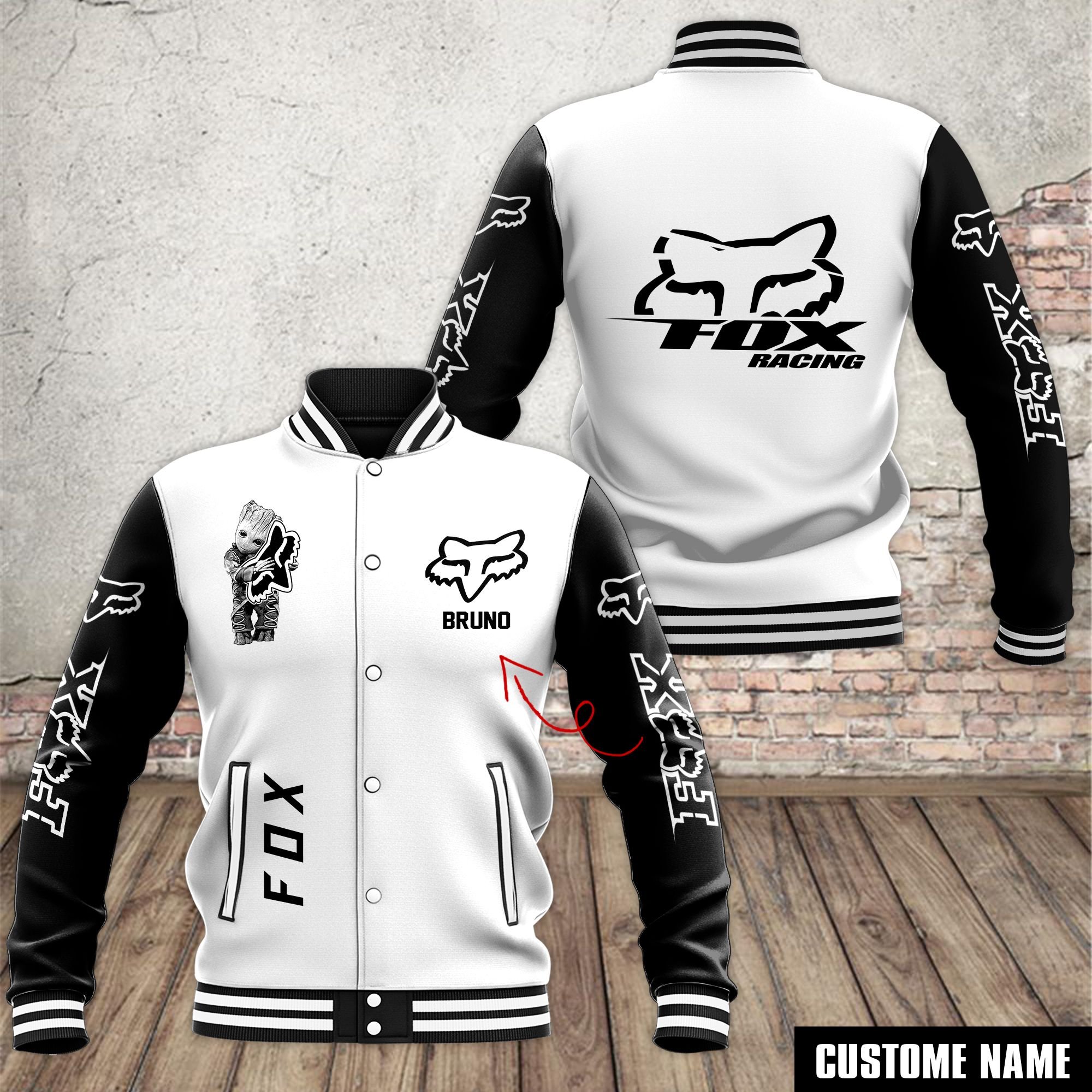 Fox Racing Car Style Baseball Jacket For Fans